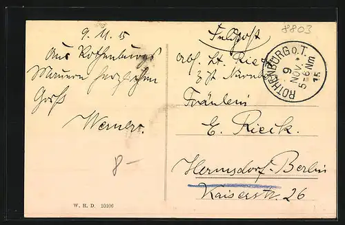 AK Rothenburg o. T., Rödergasse mit Markusturm