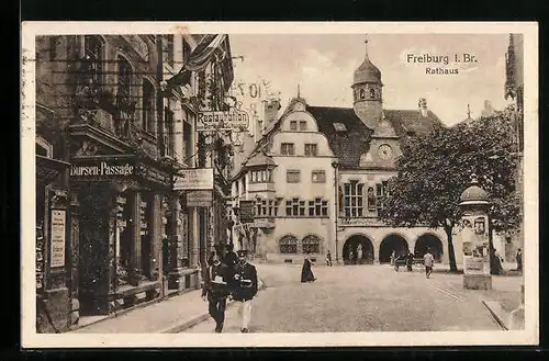 AK Freiburg i. Br., Ortspartie mit Restauration