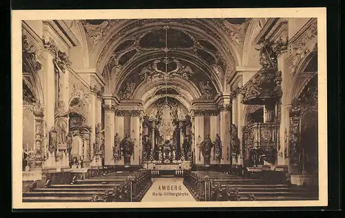 AK Amberg, Inneres der Maria-Hilfbergkirche
