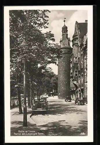 AK Halle a. d. Saale, Partie am Leipziger Turm