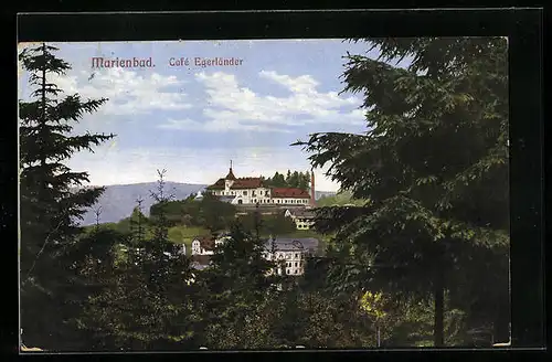AK Marienbad, Cafè Egerländer, Ansicht aus der Ferne