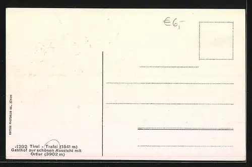 AK Trafoi, Gasthaus Zur schönen Aussicht mit Ortler