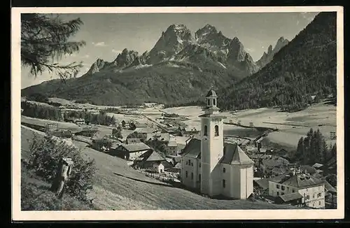 AK St. Veit in Sexten, Ortsansicht gegen die Rothwand