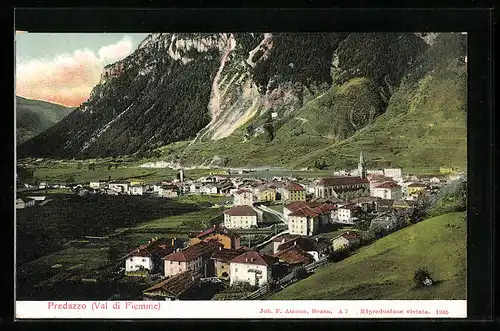 AK Predazzo (Val di Fiemme), Ortsansicht von einem Berg aus