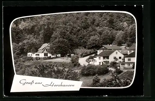 AK Herzhausen über Gladenbach, Pension Cafe Waldblick