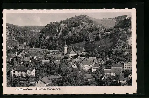 AK Pottenstein /Fränk. Schweiz, Teilansicht mit Kirche