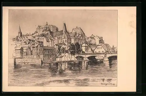 AK Marburg, Blick auf Universität und Schloss