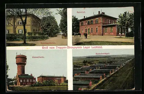 AK Lager Lechfeld, Truppen-Übungsplatz, Barackenlager, Kommandantur, Bahnhof