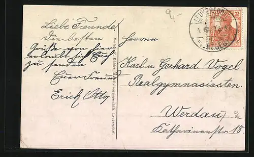 AK Leukersdorf i. Erzgeb., Schule, Kirche, Mittlerer Ortsteil