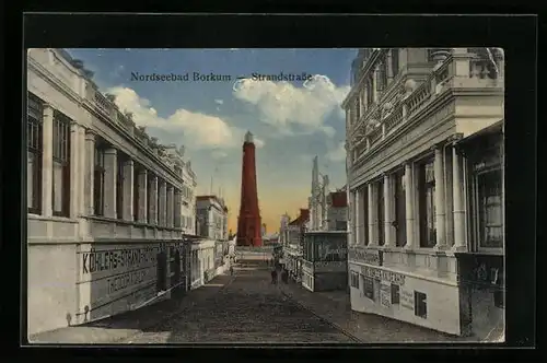 AK Borkum, Strandstrasse mit Köhler`s-Strand-Hotel