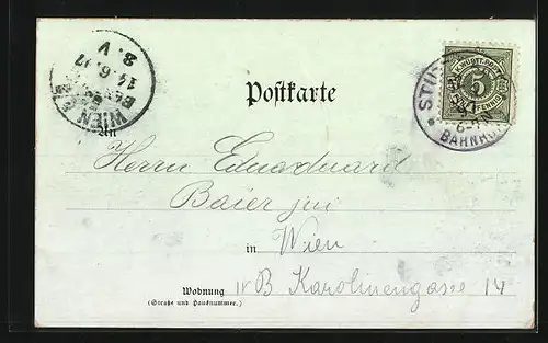 Lithographie Stuttgart, Eberhards-Gruppe, Ortsansicht