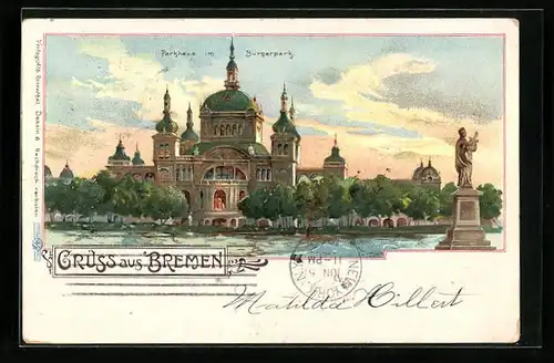 Lithographie Bremen, Parkhaus im Bürgerpark