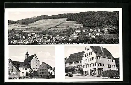 AK Rohrdorf bei Nagold, Partie b. Rathaus, Gasth. z. Traube
