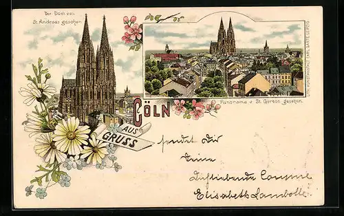 Lithographie Cöln, Dom von St. Andreas gesehen