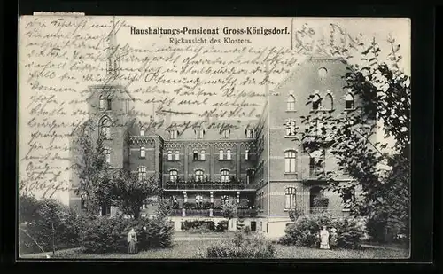 AK Gross-Königsdorf, Haushaltungs-Pensionat, Rückansicht des Klosters