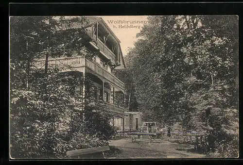 AK Heidelberg, Blick auf Gasthaus Wolfsbrunnen