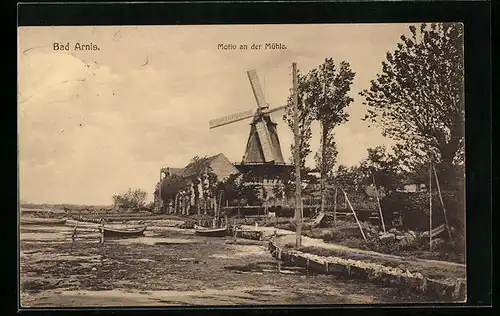 AK Bad Arnis, Motiv an der Windmühle, Boote