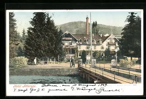 AK Attersee, Blick auf Hotel