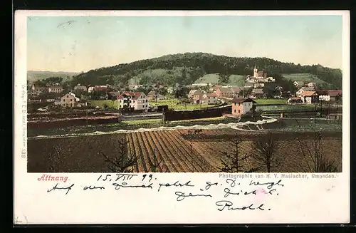 AK Attnang, Ortspartie mit Bergen