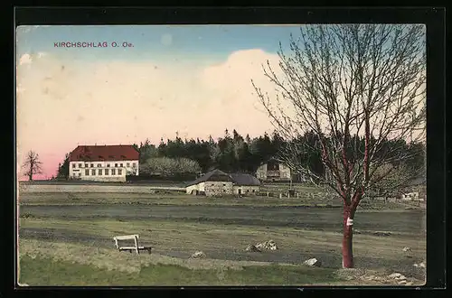 AK Kirchschlag, Blick auf Häuser und Bäumen