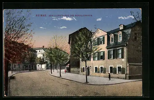 AK Weimar, Schillerstrasse und Schillerhaus