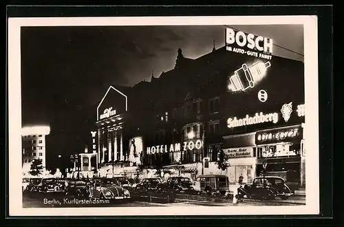 AK Berlin, Kurfürstendamm bei Nacht