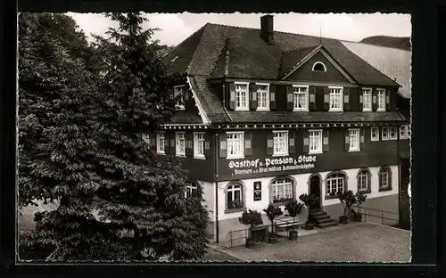 AK Oberharmersbach im Schwarzwald, der Gasthof und Pension Zur Stube, zum Sternen und den drei wilden Schweinsköpfen
