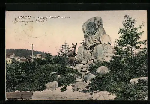 AK Oberhof, vor dem Herzog Ernst-Denkmal