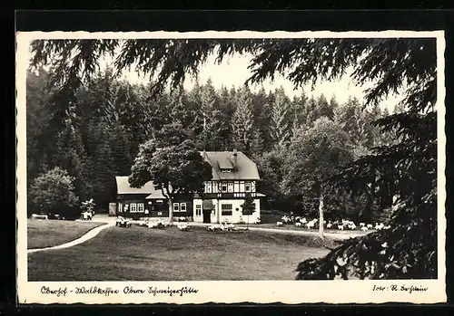 AK Oberhof i. Thür., vor dem Waldkaffee Obere Schenigerhütte