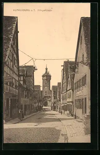 AK Rothenburg o. T., Blick in die Klingengasse