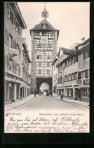 AK Konstanz, das Schnetztor und das Johann Huss-Haus