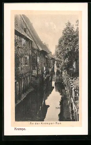 AK Krempe, alte Häuser an der Kremper Aue
