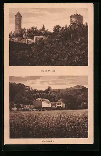 AK Bovenden, vor der Ruine Plesse, Blick auf Mariaspring