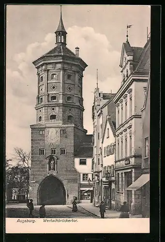 AK Augsburg, Passanten am Wertachbrückertor