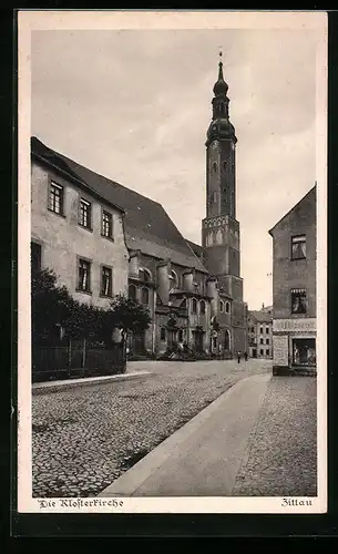 AK Zittau, auf der Strasse vor der Klosterkirche