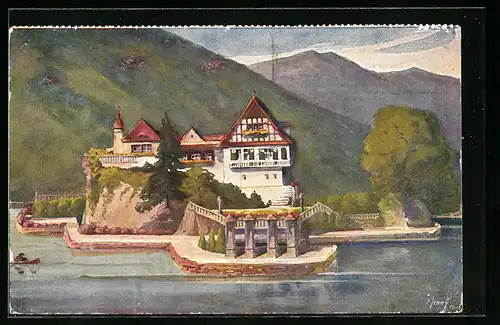 Künstler-AK Vitznau, Schlössli Hohenfels