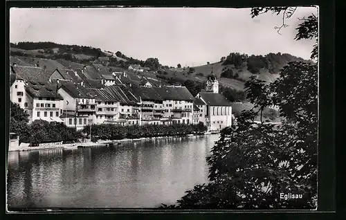 AK Eglisau, Blick auf die Häuser am Ufer