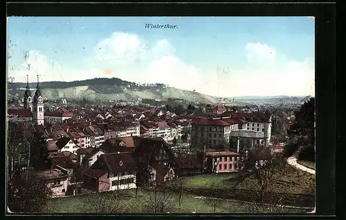 AK Winterthur, Generalansicht der Stadt, Blick auf die Kirche