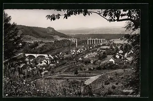 AK Eglisau, Stadtpanorama mit Blick auf die Eisenbahnbrücke