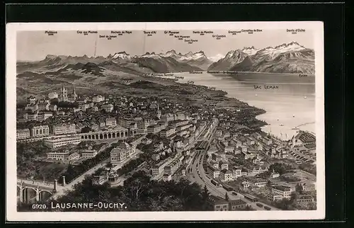 AK Lausanne-Ouchy, Generalansicht der Stadt gegen Grammont, Tours d`Ar und Dent de Jaman