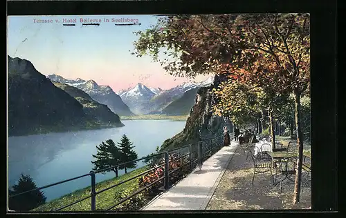 AK Seelisberg, Terrasse v. Hotel Bellevue, Uferpromenade