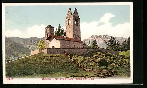 AK Celerina, Alte romanische Kirche San Glan