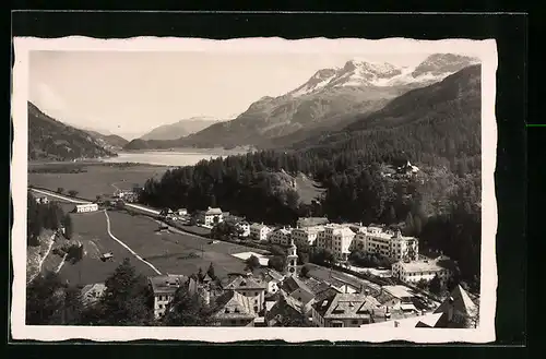 AK Sils-Maria im Engadin, Talblick mit dem Hotel Edelweiss