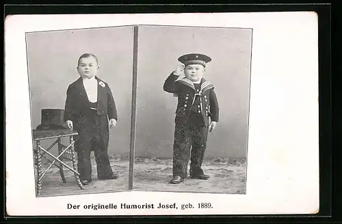 AK Gera, der originelle Humorist Josef in Kostümen, Liliputaner