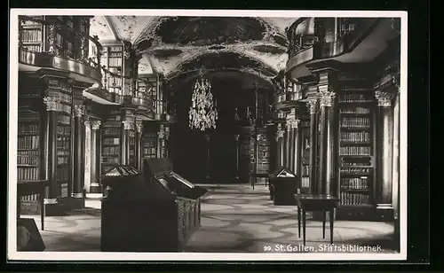 AK St. Gallen, Innenansicht der Stiftsbibliothek