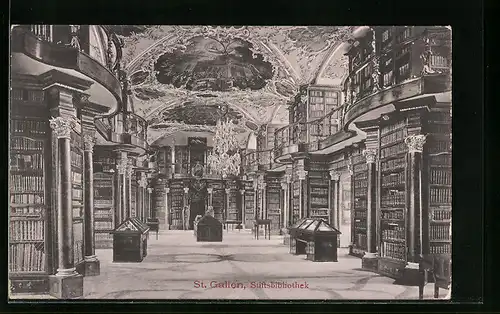 AK St. Gallen, Blick in die Stiftsbibliothek