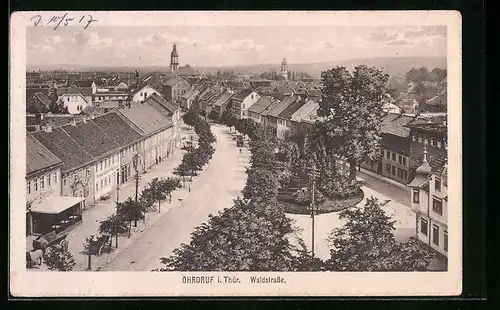 AK Ohrdruf i. Thür., Blick über die Waldstrasse auf die gesamte Stadt