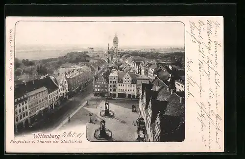 AK Wittenberg, Blick von der Stadtkirche auf den Marktplatz