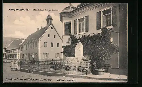 AK Klingenmünster, auf der Strasse vor dem Geburtshaus August Becker