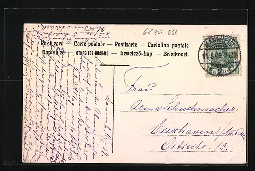 AK Mannheim, Schiffe am Quai im Hafen